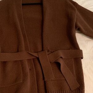 Brown tie detail cardigan